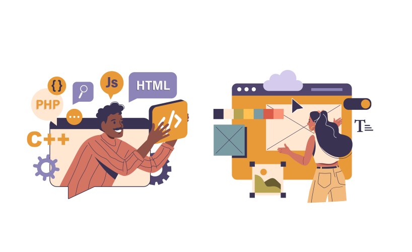 Software programmer and website designer people vector image