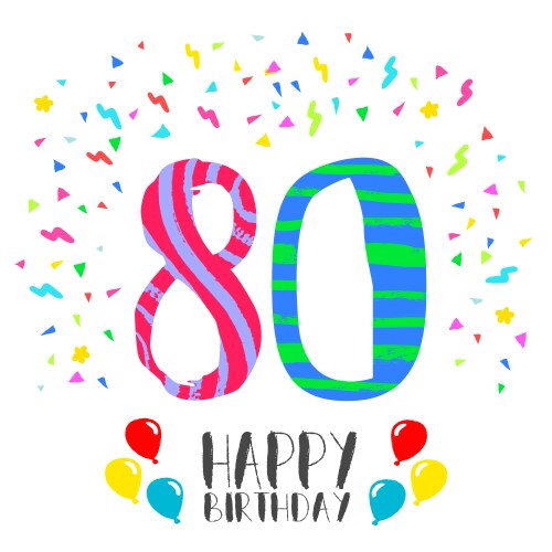 Happy 80th Birthday Celebration Card Vector Image