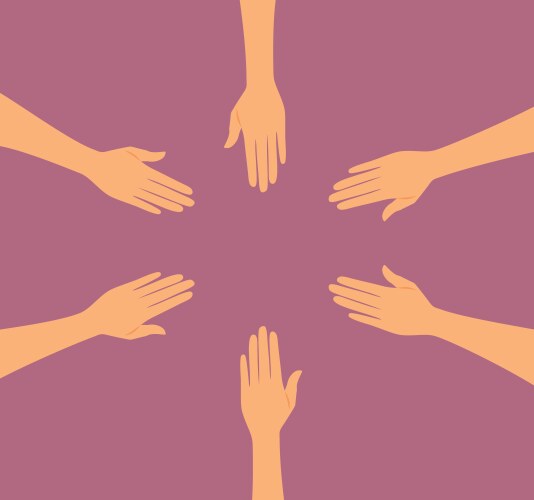 people reaching their hands in solidarity design vector image