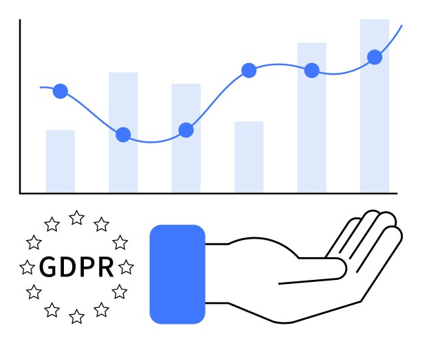 Gdpr compliance concept with data chart and open vector image