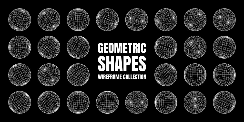 wireframe shapes lined sphere perspective mesh vector image