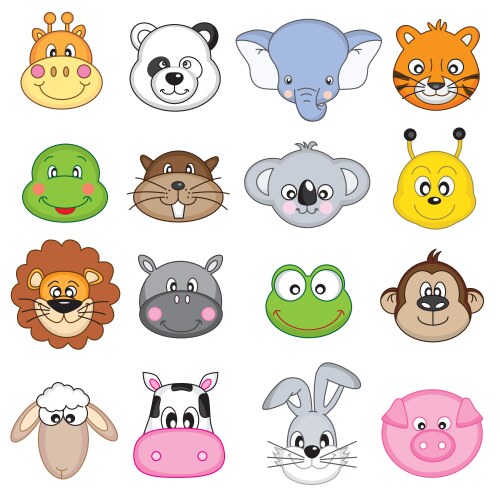 Set cute animals Royalty Free Vector Image - VectorStock