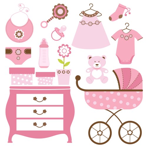 Baby Shower Pink Elements Vector Image