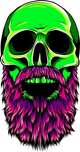 Bald Bearded Skull Illustration Vector Image