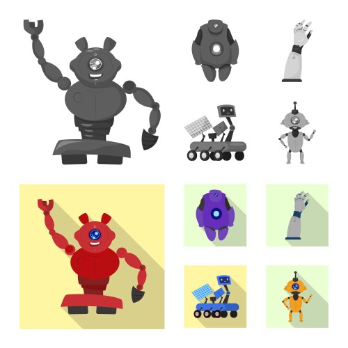 Isolated object of robot and factory icon set vector image