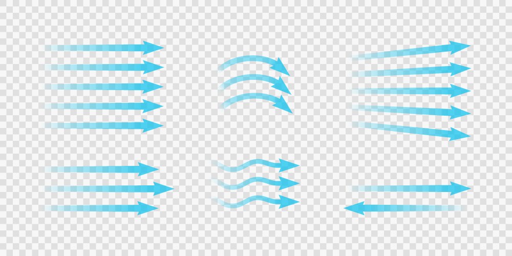 air flow set of blue arrows showing direction vector image