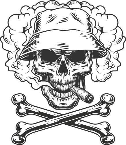 Skull with Panama Hat and Cigar Vector Image