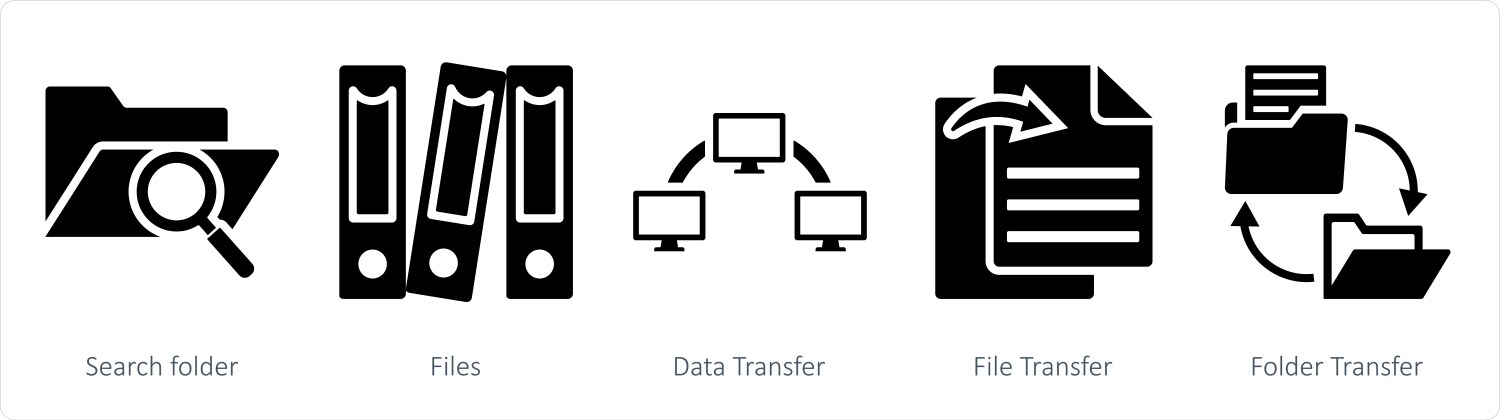A set of 5 mix icons as search folder files data vector image