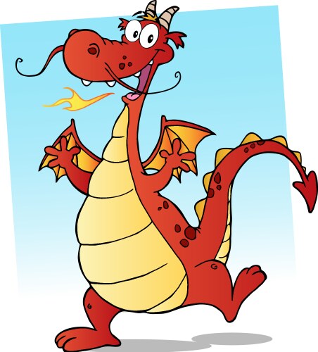 Dancing Red Dragon Cartoon Vector Image