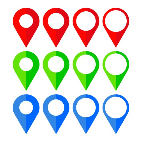 multicolored map pointer icons on white background vector image