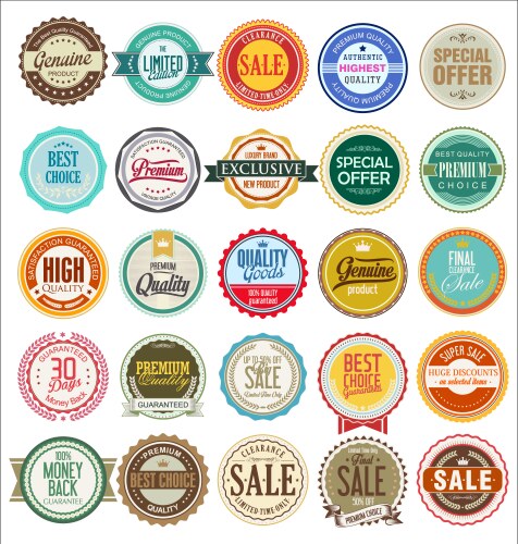 Retro vintage badges and labels collection vector image