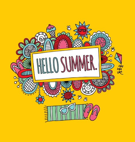 Summer Doodle - Sunshine & Swirls Vector Image