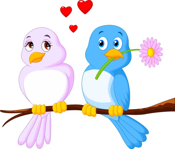 Cute birds couple in love Royalty Free Vector Image