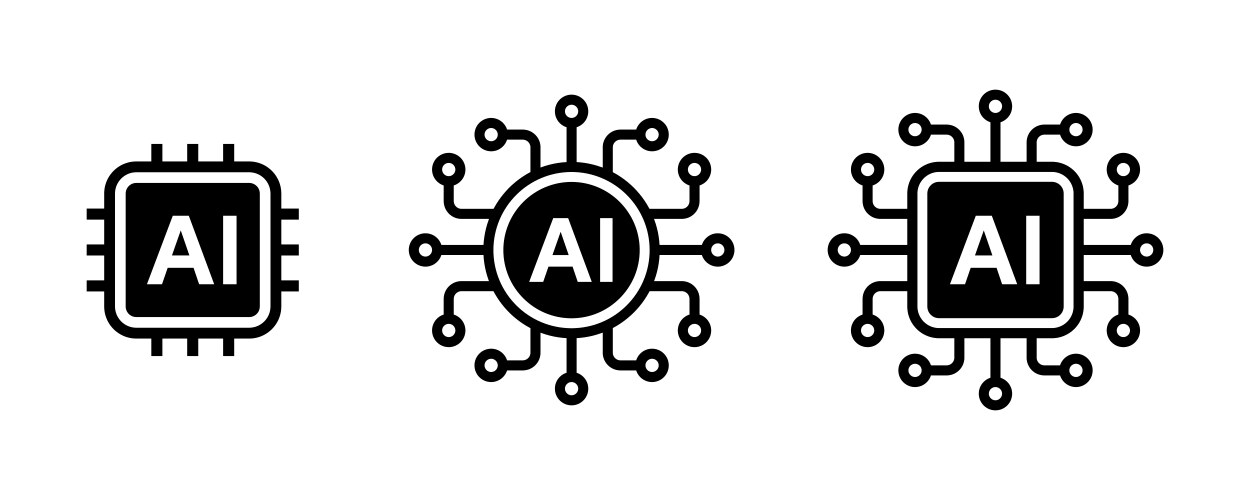 Ai processor circuit set or mini cpu icon vector image