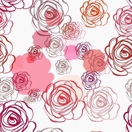 Rose off white red flower seamless bright pattern Vector Image