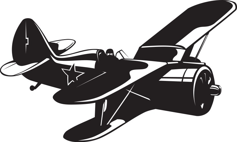 WWII Soviet Biplane Fighter Vector Image