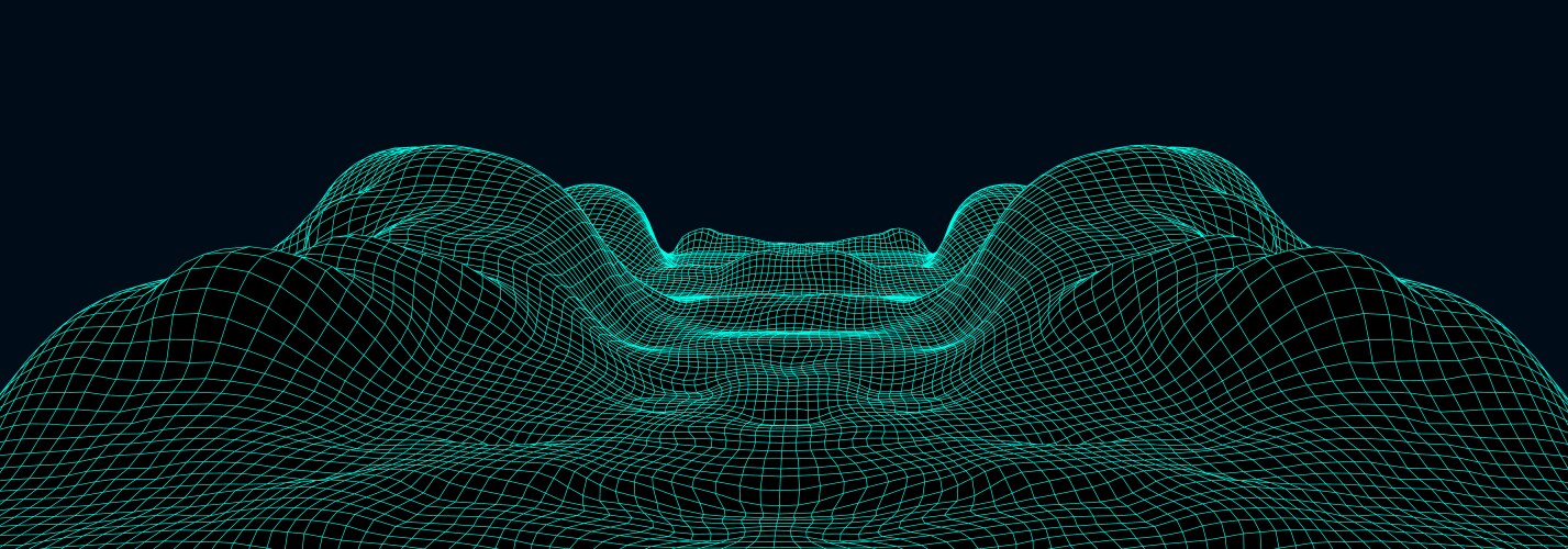 abstract cyber landscape or wave from mesh vector image