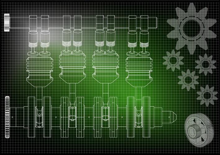 Car engine and gears Royalty Free Vector Image