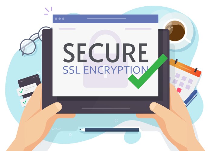 Secure Data Encryption Tablet vektorbild