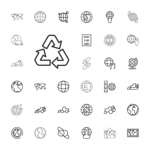 33 earth icons vector image