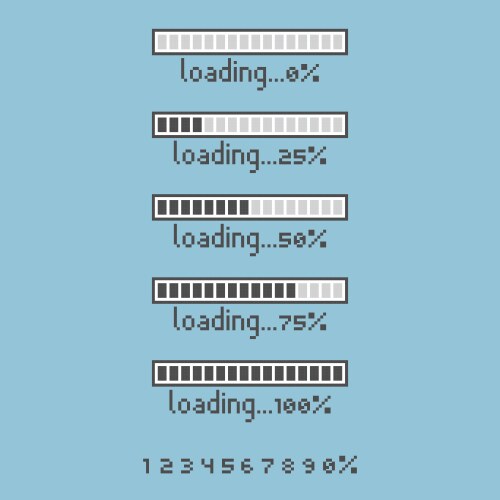 8bit pixel art loading process counter bar vector image