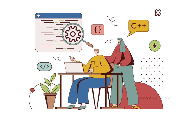 Programming software concept with character vektorbild