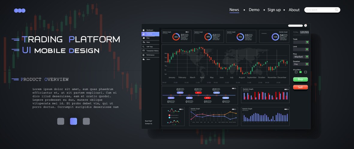 Rgbmarket trade binary option trading platform vector image