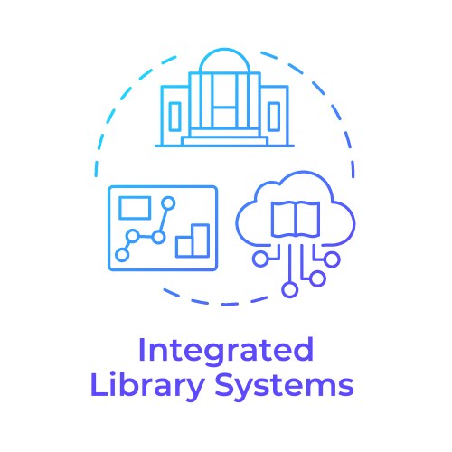 integrated library systems blue gradient concept vector image