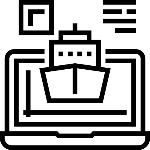 Ship modeling computer program line icon vector image