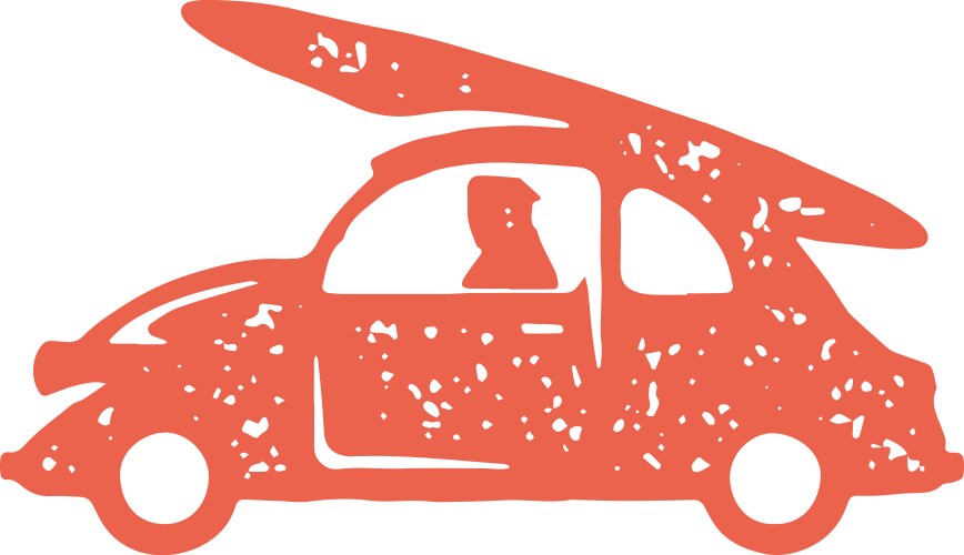 Red hipster retro car transportation surfboard Vector Image