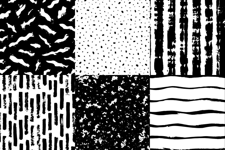 Dots and lines seamless texture pattern set vector image