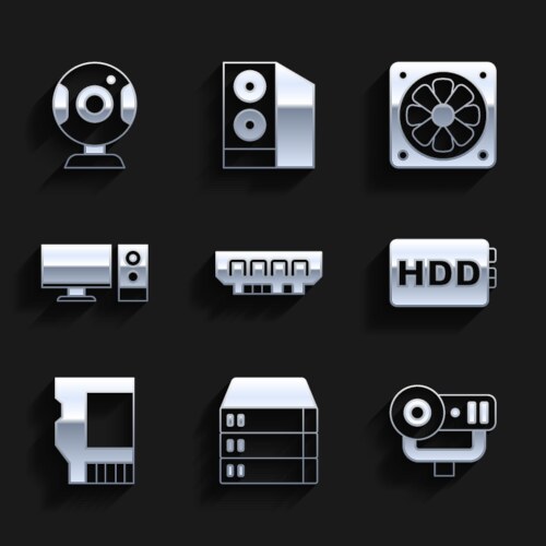 Set ram random access memory server data web vector image