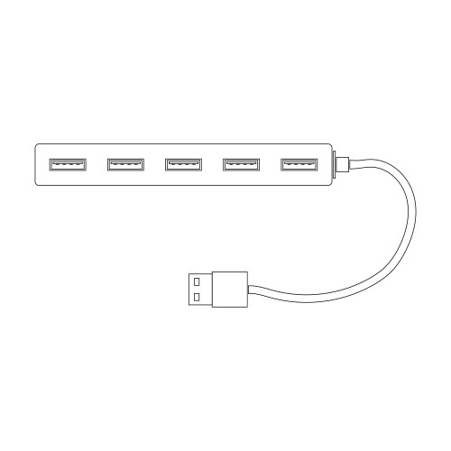 Rectangular usb hub in contour design with single vector image