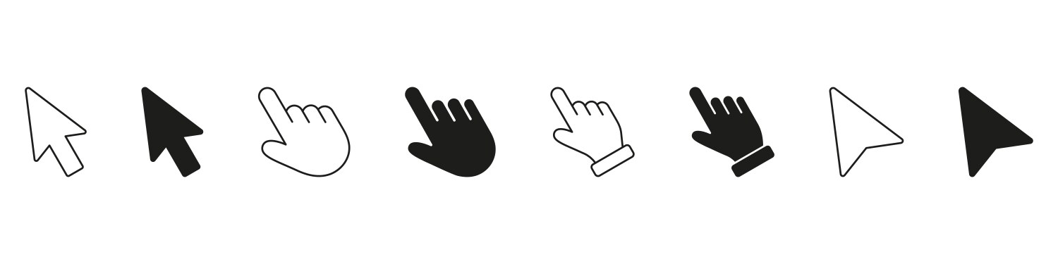 Mouse cursor and hand pointer line solid icon vector image