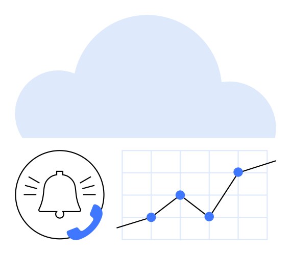 Cloud storage with data analytics and alert vektorbild