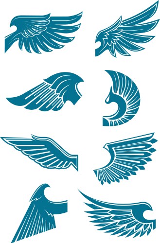 Heraldic Angel Wings Icons Vector Image