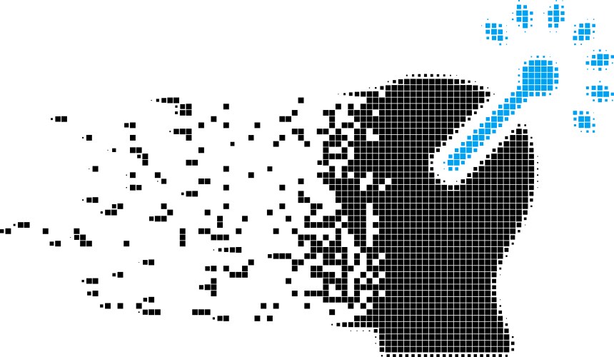 Optical neural interface dissolving pixel icon vector image