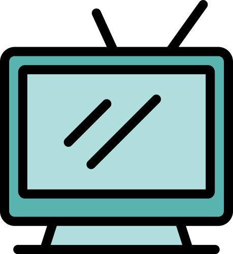 Retro television set with static screen displaying vector image