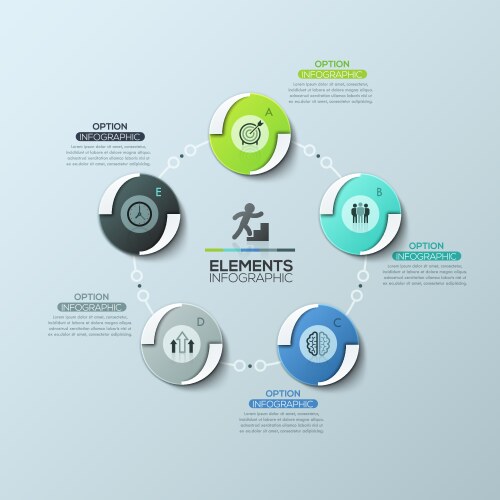 Circle diagram five elements Royalty Free Vector Image