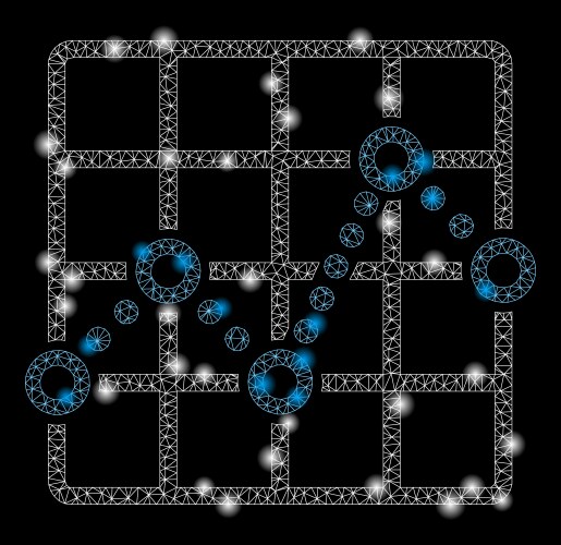 Flare mesh network line plot with spots vector image