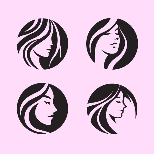 Women icon set logo flat design paintbrush hand vector image