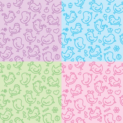 Hand drawn seamless patterns vector image