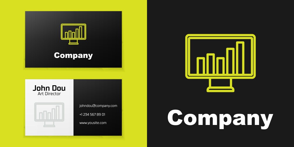 Logotype line computer monitor with graph chart vektorbild