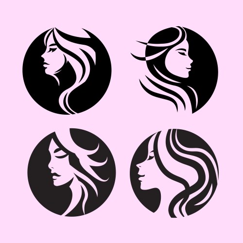 Women icon set logo flat design paintbrush hand vector image