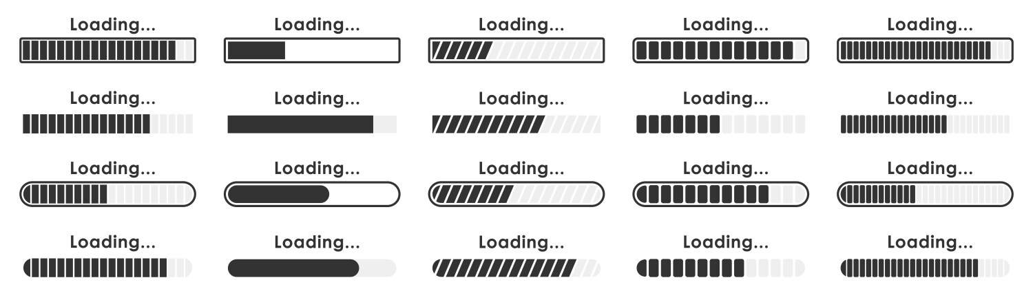 Big set loading icons load progress bar vektorbild