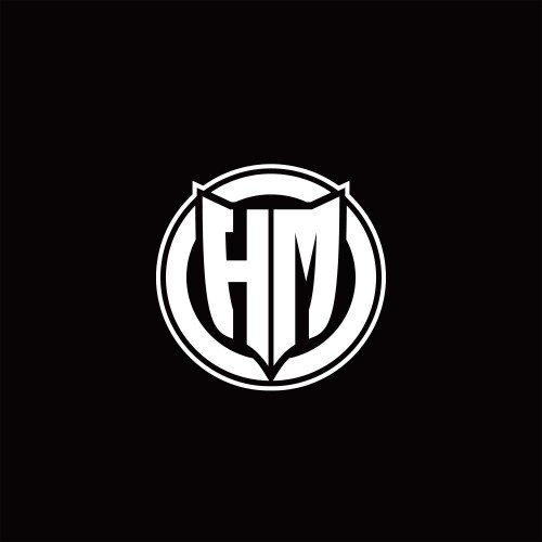 hm logo monogram with shield and circluar shape vector image