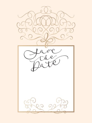 Save the date text in frame on beige background vector image