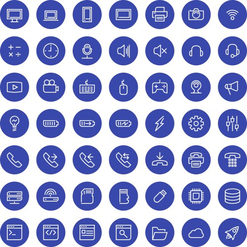 Thin line technology icons set for web and mobile vector image