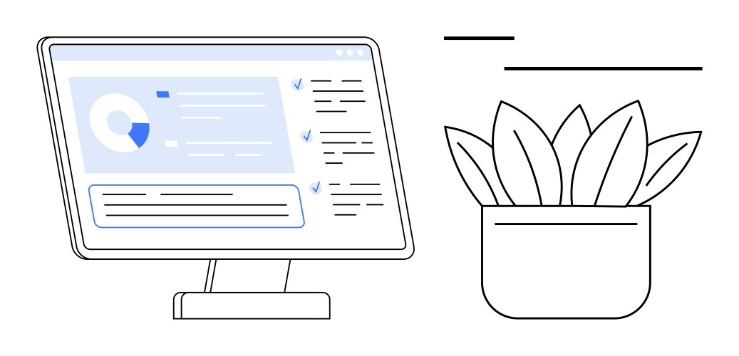 Digital workspace with data dashboard on screen vector image