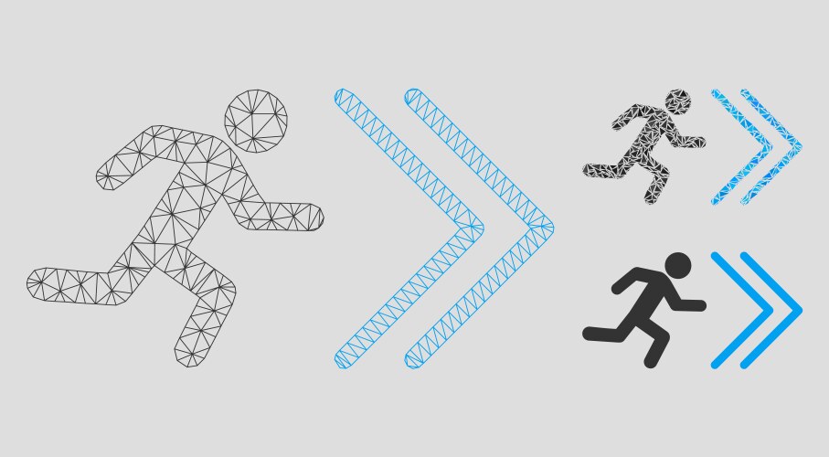 Exit direction mesh 2d model and triangle vector image